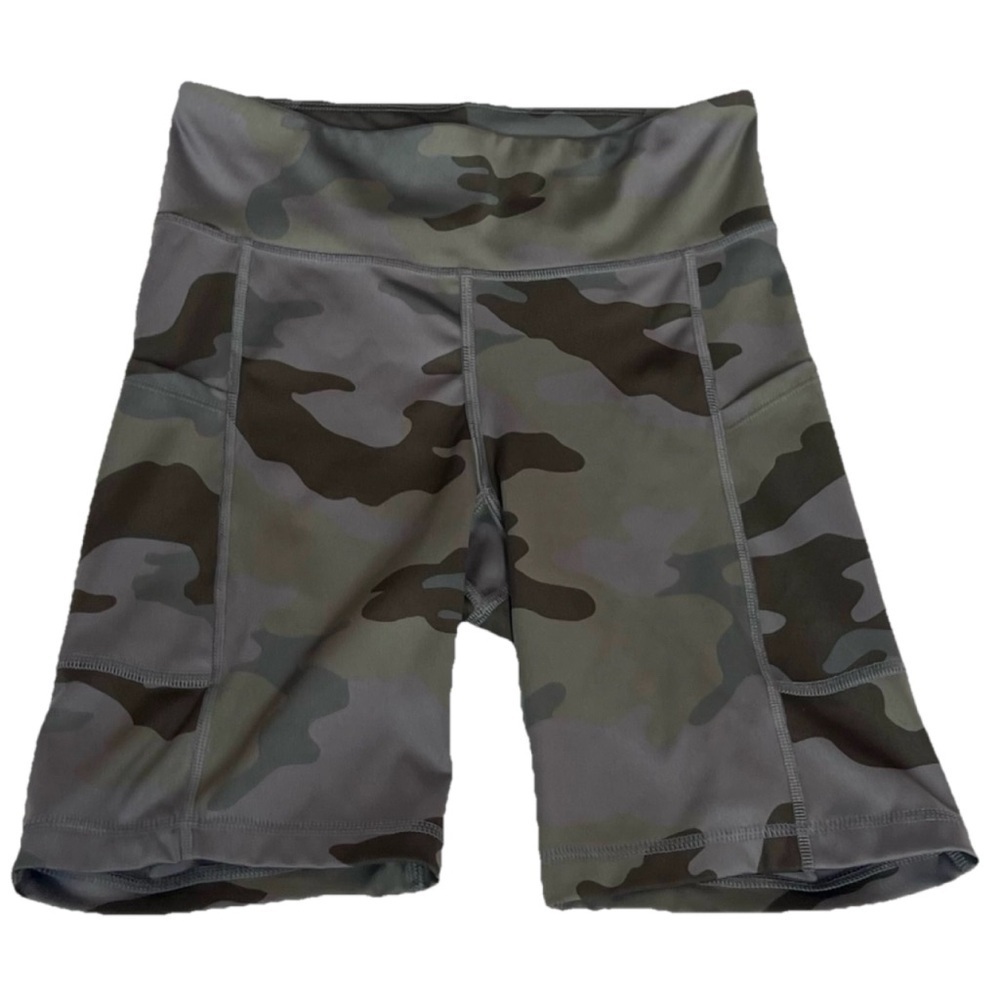 Aerie Camouflage Camo Athletic Biker Shorts Pockets Green Medium Stretchy M